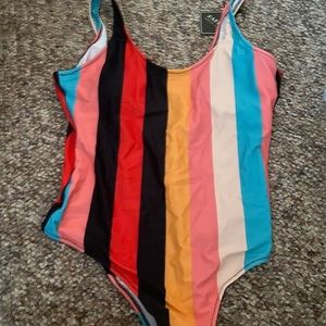 Zaful XL one piece striped bathing suit NWT